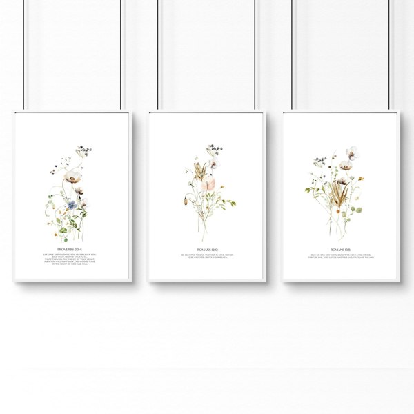 Set of 3 pictures for hallway | set of 3 Christian wall art prints