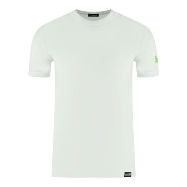 Dsquared2 Green Icon Box Logo on Sleeve Underwear T-Shirt - White