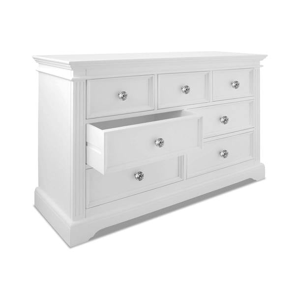 Statement Furniture Gainsborough White 3 Over 4 Chest of Drawers with Crystal Handles