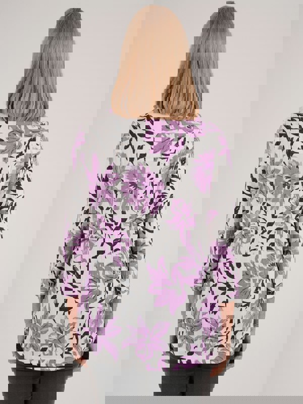 TIGI-Wear Floral Print Wide Rib Jersey Top