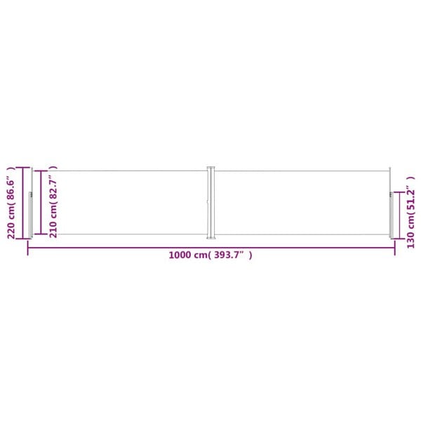 Berkfield Retractable Side Awning Brown 220x1000 cm