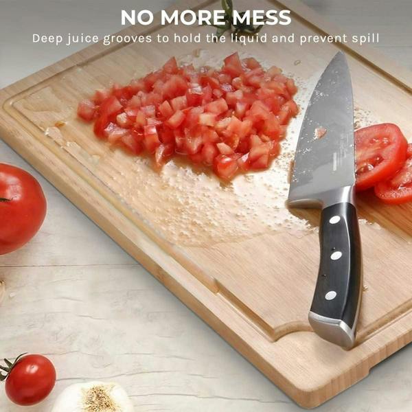 ADOV Large Bamboo Chopping Board, 2 in 1 Cutting Board and Serving Tray with Juice Groove, 41 x 30 x 2 cm