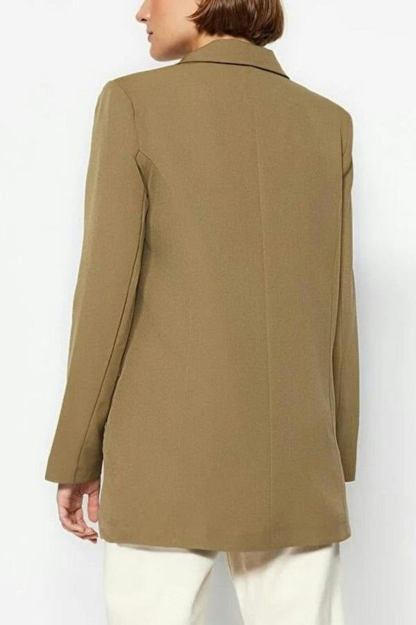 WOVCOR Oversize Lined Buttoned Woven Blazer Jacket