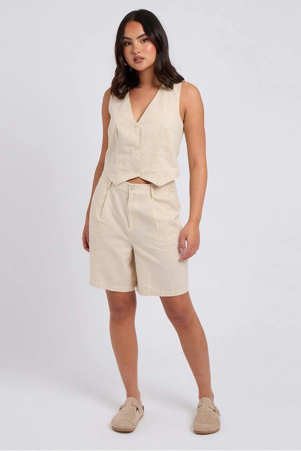 Urban Bliss Beige Linen Blend Waistcoat