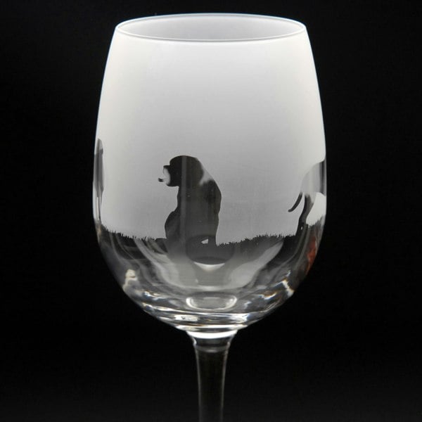 Glyptic Glass Art Dogue de Bordeaux Dog Crystal Wine Glass - Hand Etched/Engraved Gift