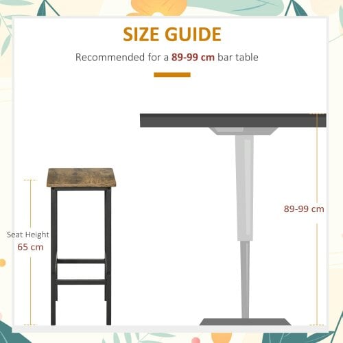 Wyld Haus Latzse Set Of 2 Rustic Brown Industrial Counter H8 Bar Stools With Footrest