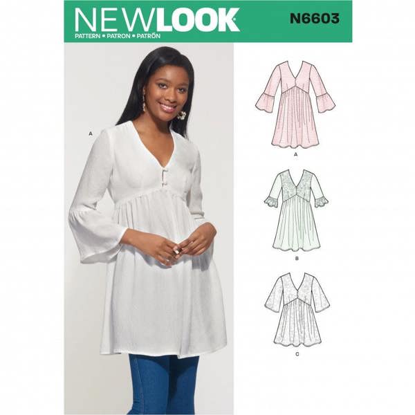 New Look Sewing Pattern 6603, Tops for Women, A (8-10-12-14-16-18-20) - Intermediate