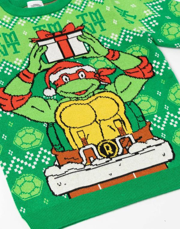 Teenage Mutant Ninja Turtles Unisex Kids Green Raphael Christmas Jumper