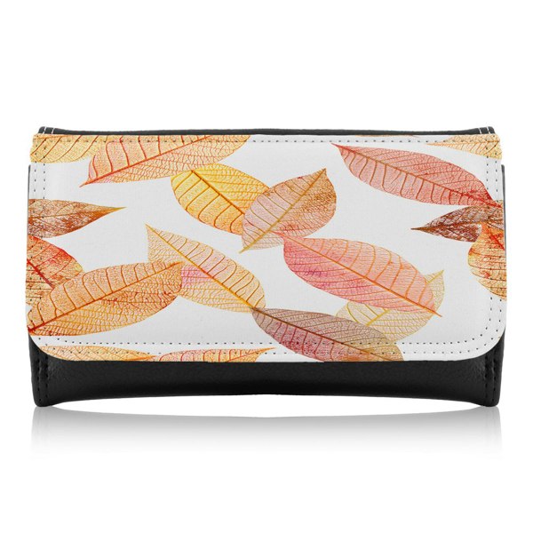 Benjamin Tate Design Autumn Toned Skeleton Leaves Maxi Purse