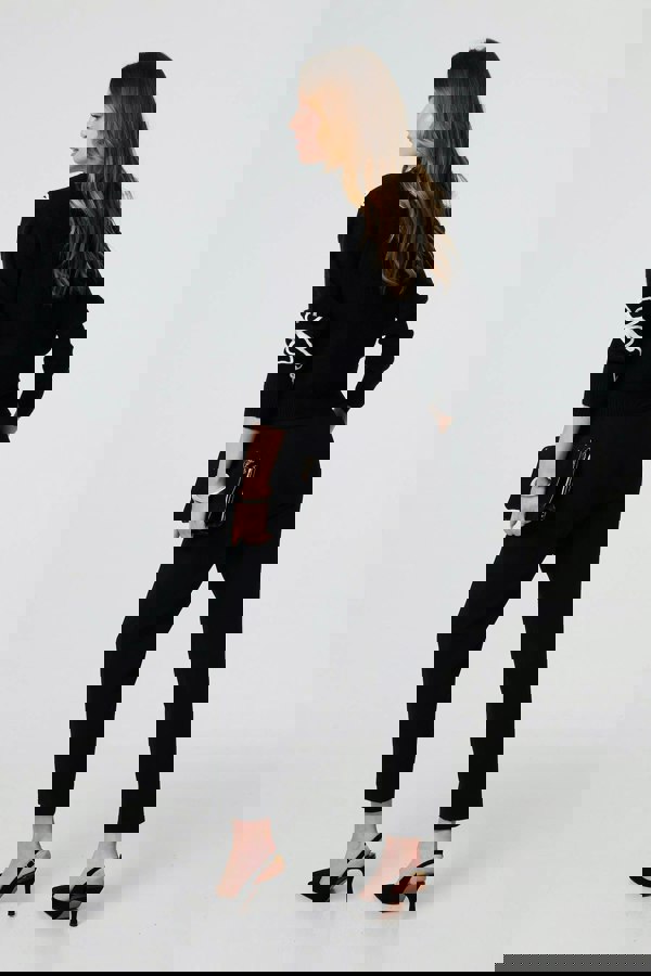 Black | Butterfly Print Embellished Jumper