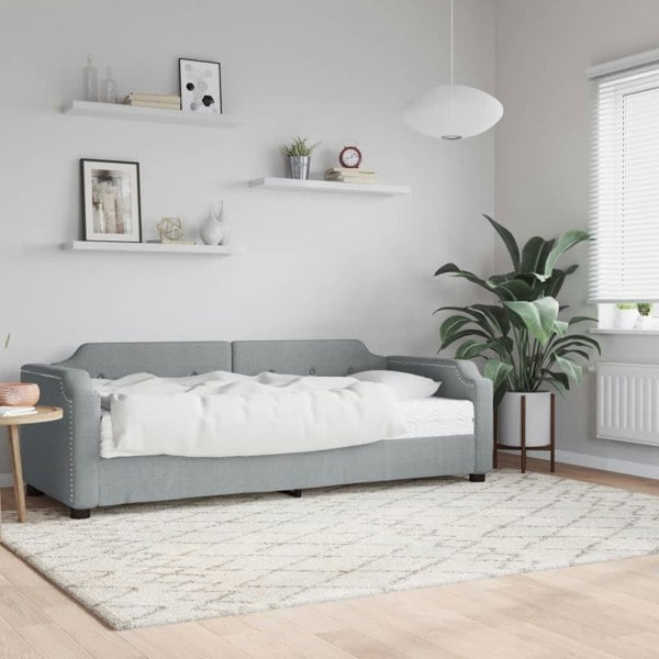 Berkfield Daybed with Mattress Light Grey 90x190 cm Fabric