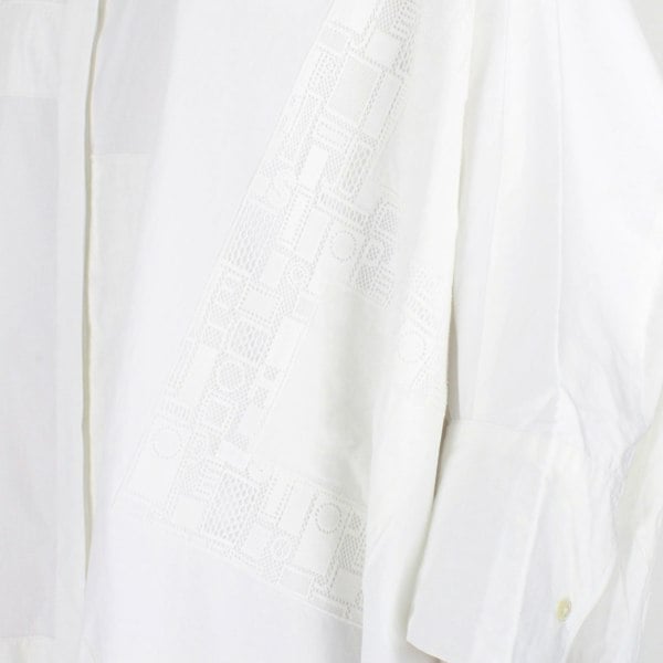 Joseph luxurious oversize shirt dress in white cotton Intricate lace panelling and applique detailing