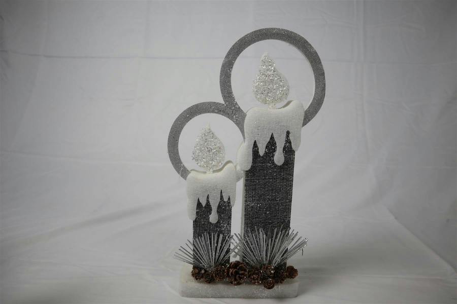 51cm Grey Twin Candle Christmas Lantern with Warm White LED Light, Battery Operated Indoor Decoration image 7