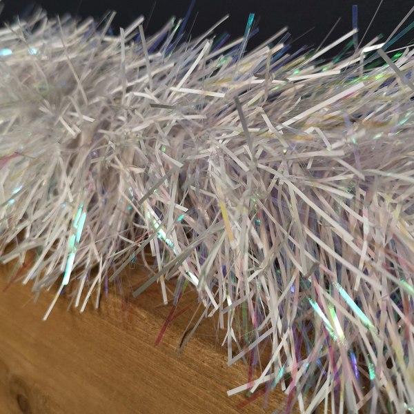 Samuel Alexander 2m x 10cm Festive Tinsel Garland Christmas Tree Decoration Iridescent White