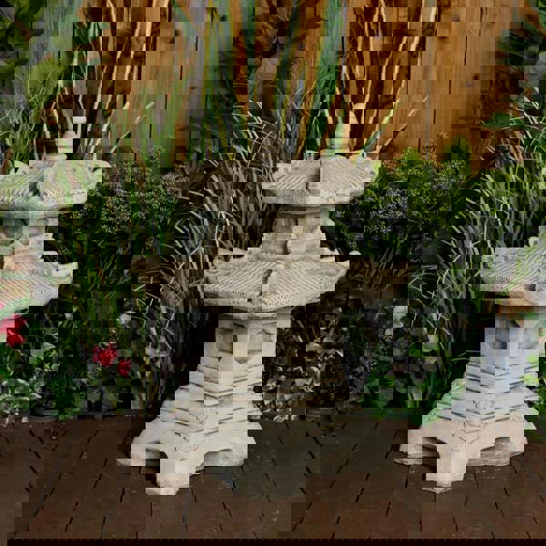 Two-Tiered Stonecast Kowloon Pagoda Garden Ornament