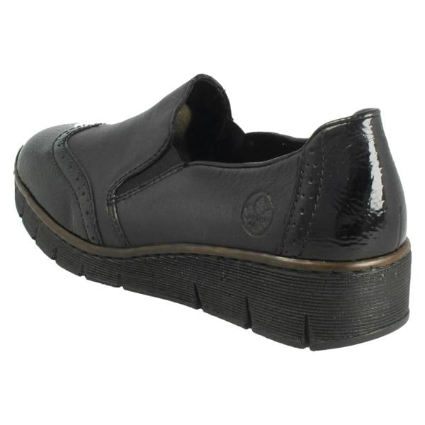 Rieker Ladies Rieker Brogue Detailed Slip On Smart Shoes 53776