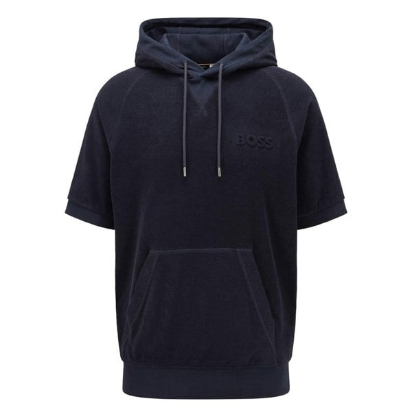 Boss Mens Sealy 09 Hooded Short-Sleeved Sweatshirt - Dark Blue