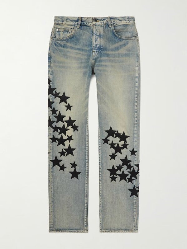 Amiri Leather Star straight jeans