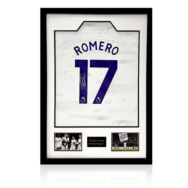 Cristian Romero Signed Tottenham Hotspur Shirt Premium Frame