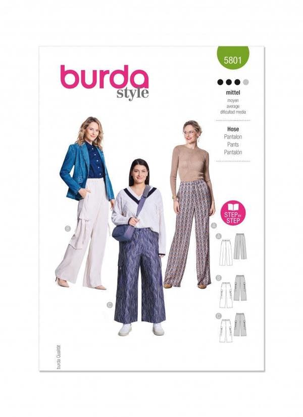 Burda Sewing Pattern 5801 Trousers For Women, 10-20 (36-46) - Intermediate