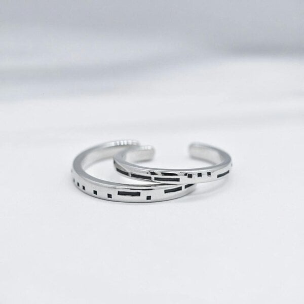 The Colourful Aura Adjustable Morse Code "Love you Forever" Couple Promise Ring Set