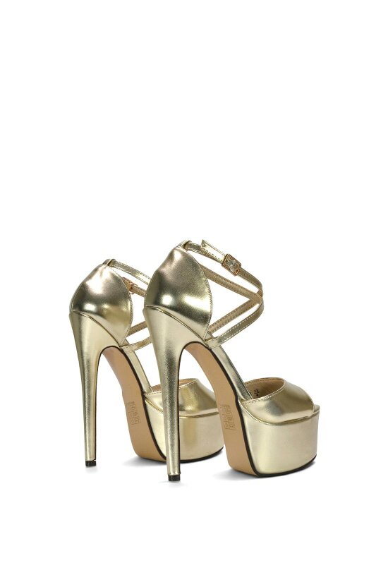 XY LONDON Strappy High Platform Heels With Peep Toe