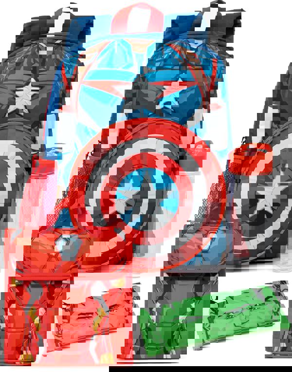 Marvel Avengers Boys Blue Iron Man , Hulk & Captain America 4 Piece Backpack Set (One Size)