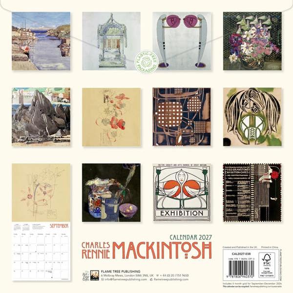 Charles Rennie Mackintosh Calendar 2027, Wall Calendars, Month To View, Art, Gift