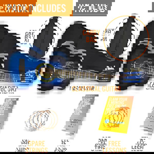 3rd Avenue 1/4 Size Classical Guitar Pack Blueburst Classical Guitars#Colour_Blueburst