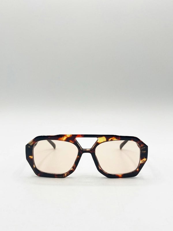 SVNX Tortoiseshell Navigator Sunglasses with Orange Lenses