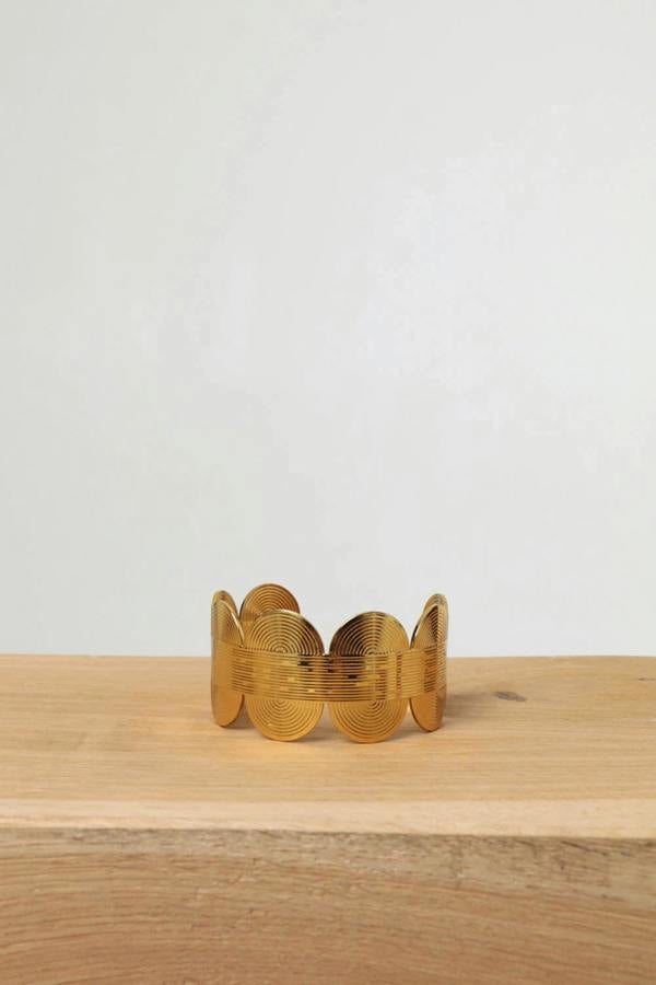 Gold | Abstract Textured Wide Metallic Bracelet