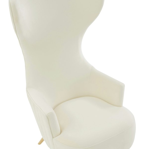 Furniture Edit Julia Cream Velvet Channel Tufted Wingback Accent Occasional Chair