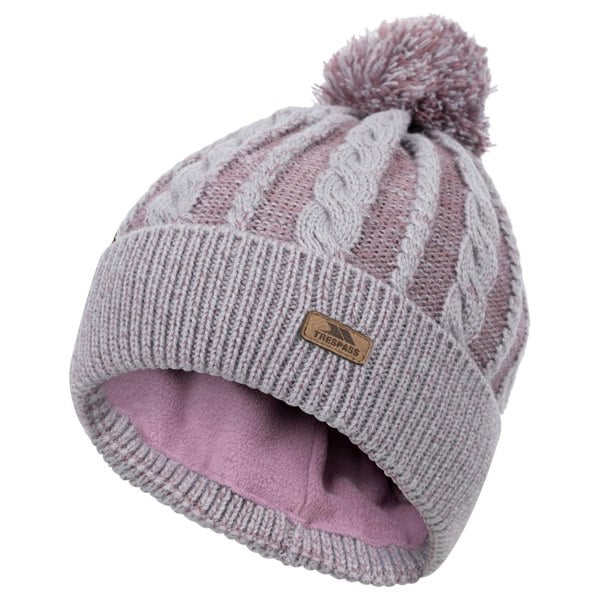 Trespass Women's Elle Leather Badge Beanie - Rose Tone