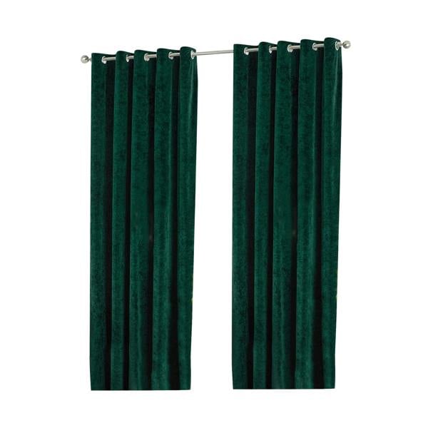 Paoletti Verona Crushed Velvet Eyelet Curtains - Emerald Green - 