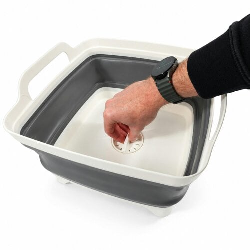 Collapsible Washing Up Bowl Drain Plug Caravan Campervan Motorhome Folding 10L