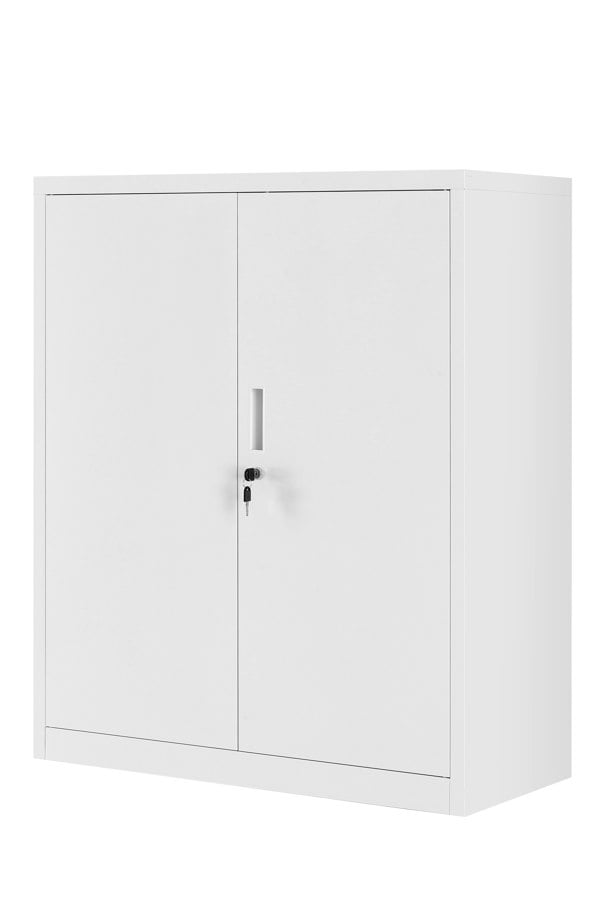 MMT Furniture Designs Grey Metal Storage Cabinet Cupboard 2 Door Locking Office Unit, Steel Filing Cabinet