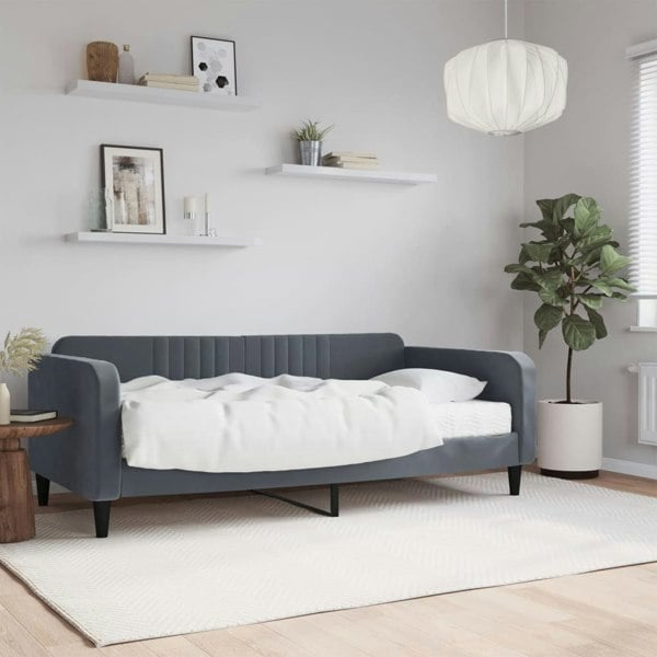 Berkfield Daybed with Mattress Dark Grey 90x190 cm Velvet