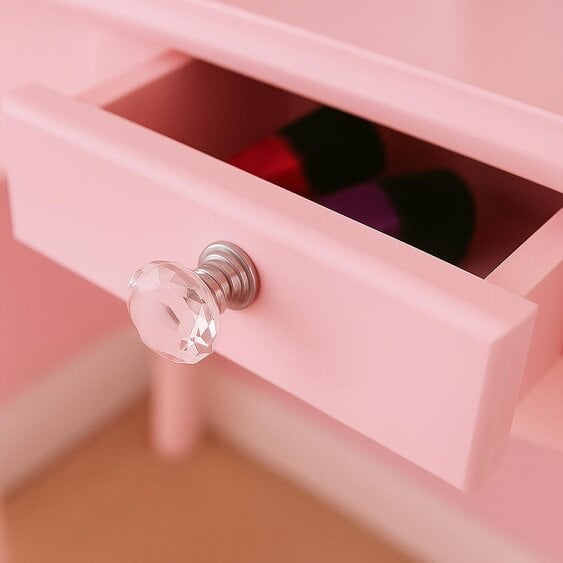 Kosy Koala Pink Heart Dressing Table Makeup Desk Vanity Set White Mirror Drawers Stool