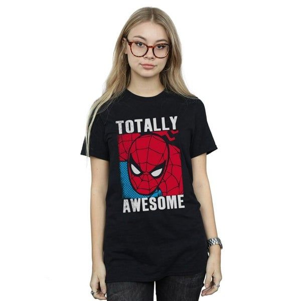 Spider-Man Womens/Ladies Totally Awesome Cotton Boyfriend T-Shirt - Black