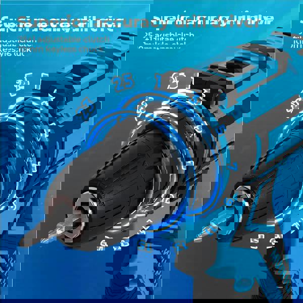 Traderight Cordless Drill Combi Driver Electric Screwdriver Set 2.0Ah Battery