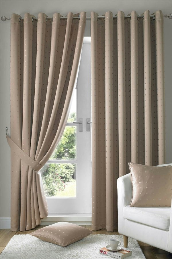 Alan Symonds Madison Eyelet Fully Lined Curtain Pair With Tie Backs