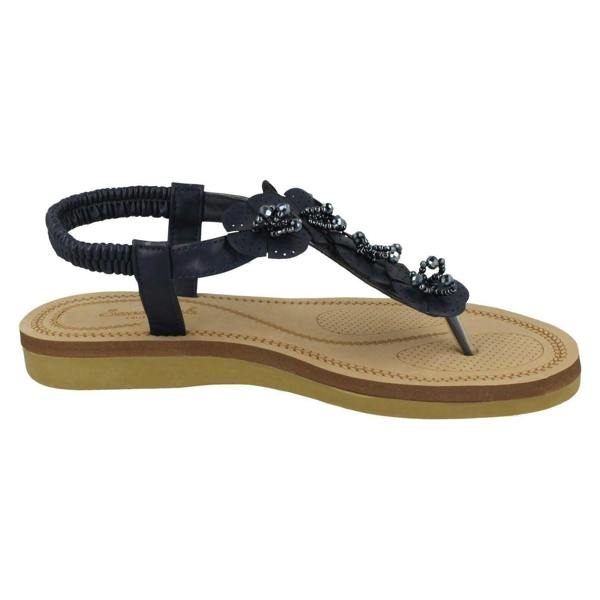 Savannah Ladies Savannah Beaded Flower Trim Sandals