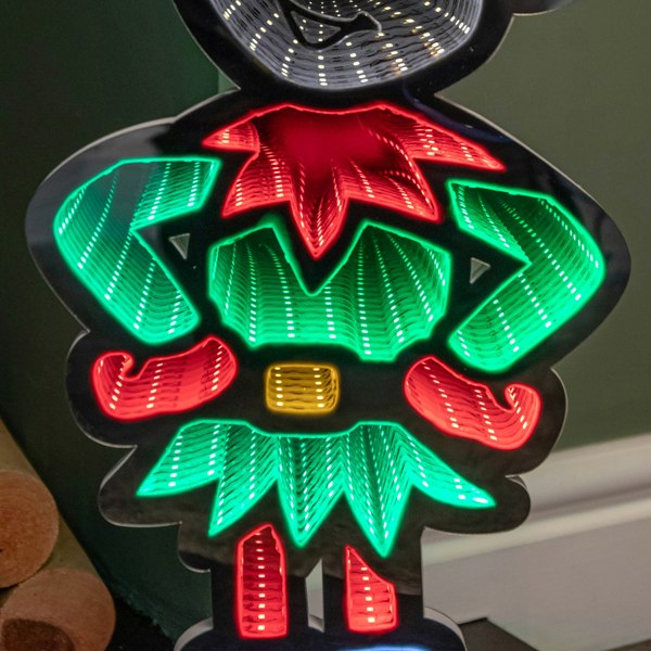 Samuel Alexander 60cm Infinity Elf in Red Boots on Metal Base with Green and Red LEDs