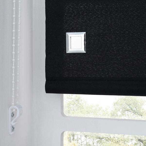 A.Unique Home Trimmable Square Eyelet Roller Blind - 2FT - BLACK - 60cm(W)x170cm(L)