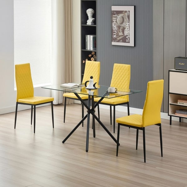 Indoor Living Miami Dining Table with 4 Emily Leather Chairs