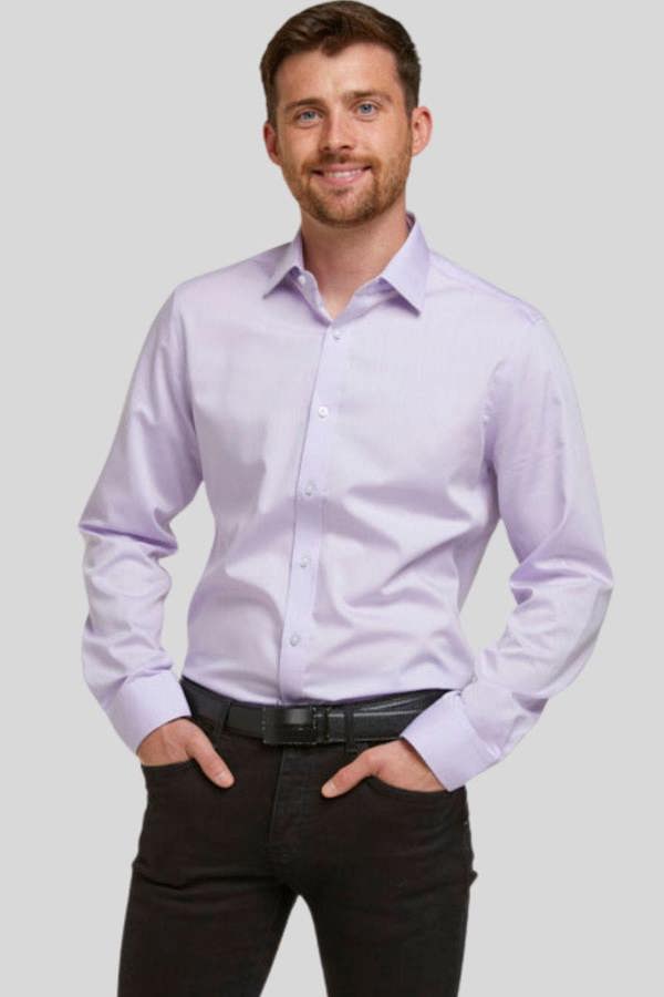 Tailored Fit Lilac Non-Iron Pure Cotton Twill Shirt