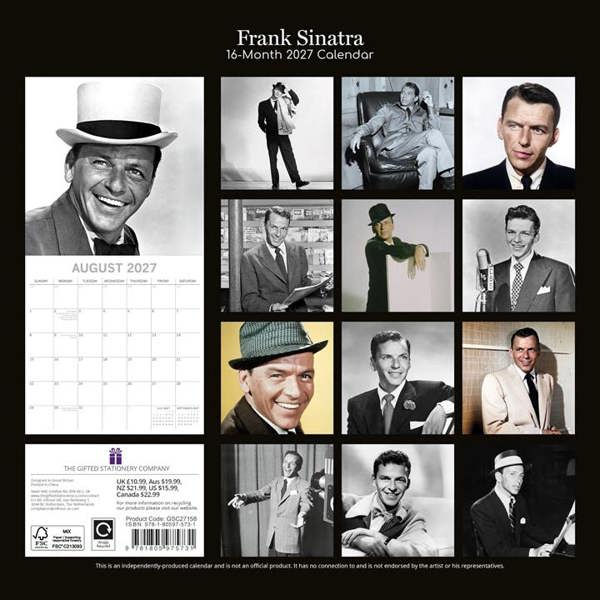 Frank Sinatra Calendar 2027, Wall Calendars, Month To View, Entertainment, Gift