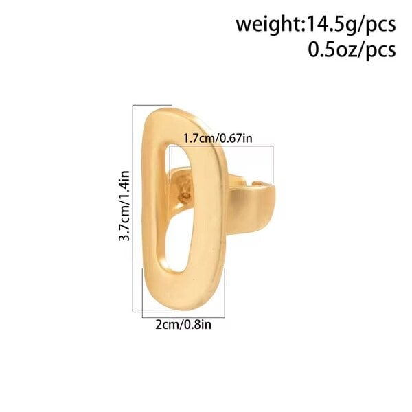 The Colourful Aura Oval Cut Adjustable Ring Open Statement Band (Gold/Silver)