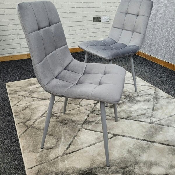 Kosy Koala Dining Chairs Set of 2 Grey Velvet Kitchen Chairs