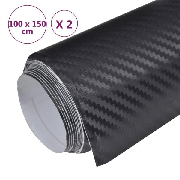 Berkfield Car Films 2 pcs 3D Black 100x150 cm